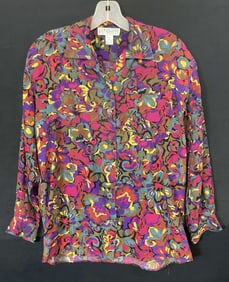 CAMBRIDGE COLLECTION Vtg Floral Button Up Blouse