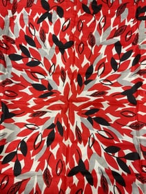 Vintage Peircey Red & Grey Silk Botanical Scarf