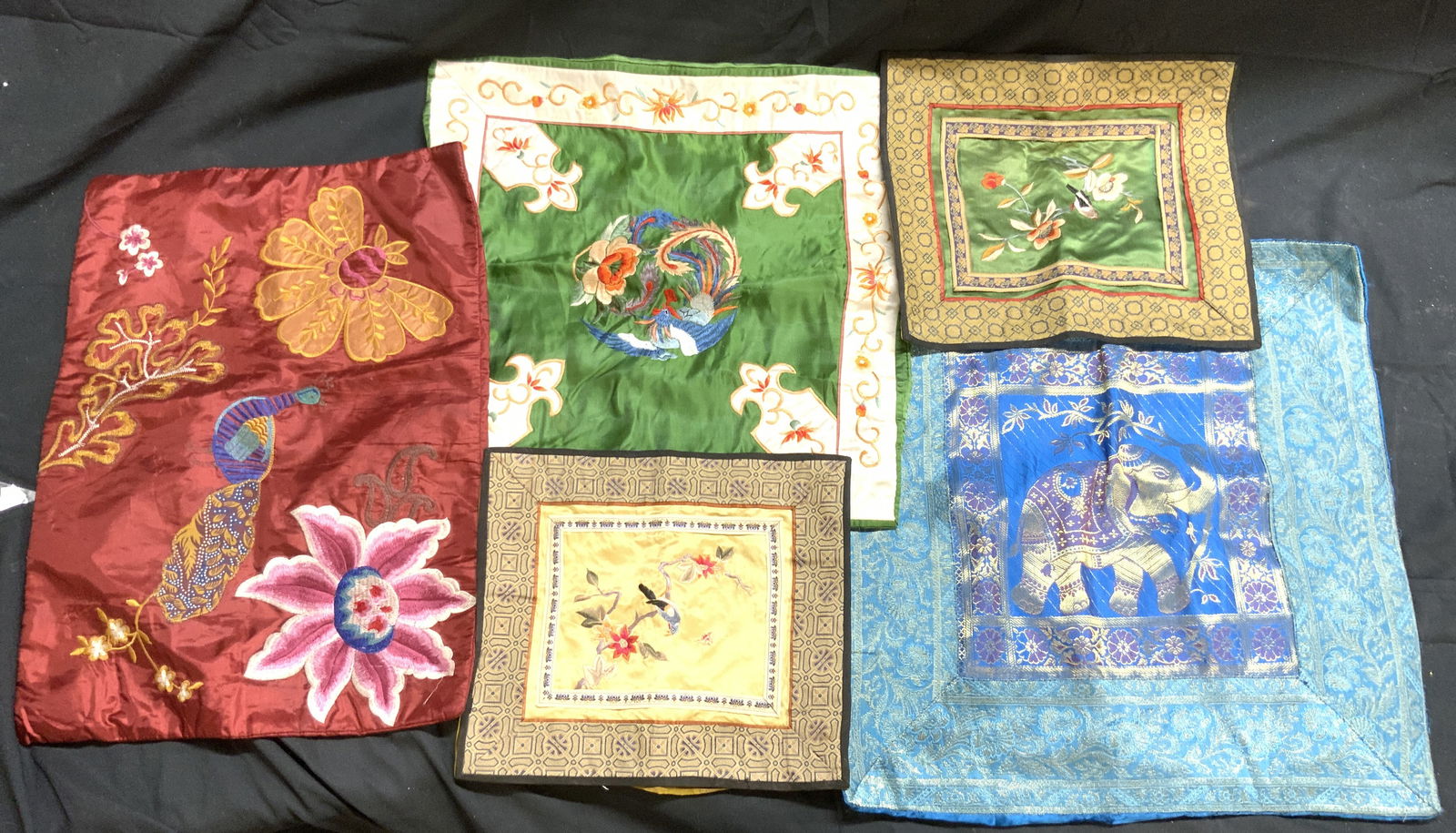 Lot 5 Vntg Asian Pillow Shams & Textiles (1 of 10)