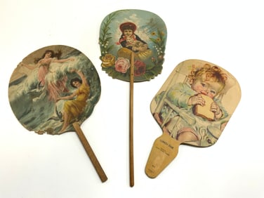 Lot 3 Vintage Assorted Handheld Fans