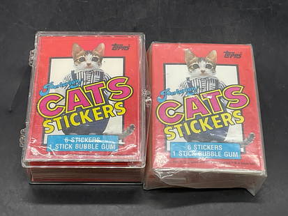Group 20+ 1983 SATORU TUDA Cat Stickers: Group 20+ 1983 SATORU TUDA Cat Stickers. One is wrapped in plastic. Not examined individually. Hard case measures approx. 3.75L x 2.75W in. Surface wear consistent with age, use, and exposure.