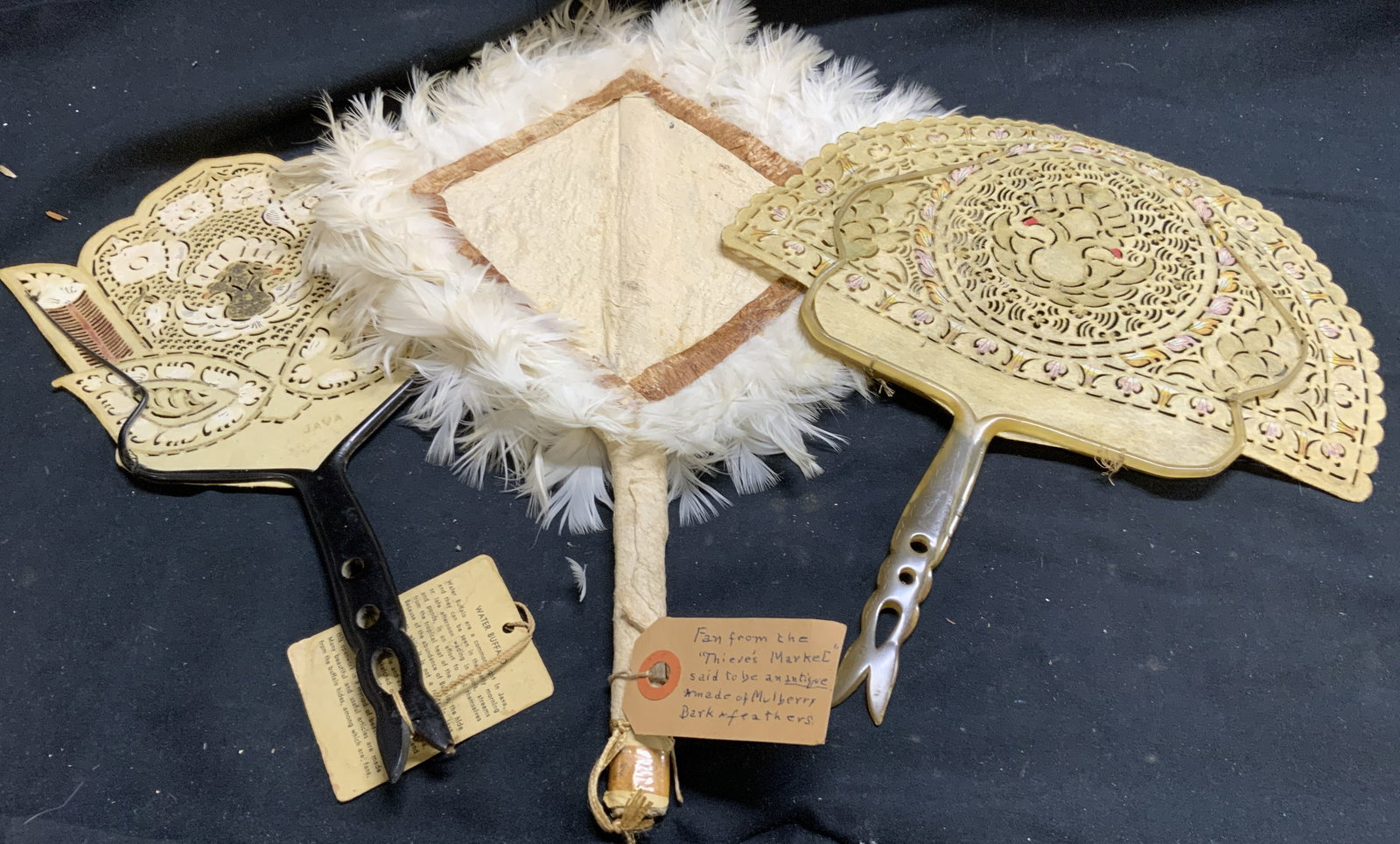 Lot 3 Vintage Assorted Tribal Handheld Fans (1 of 8)
