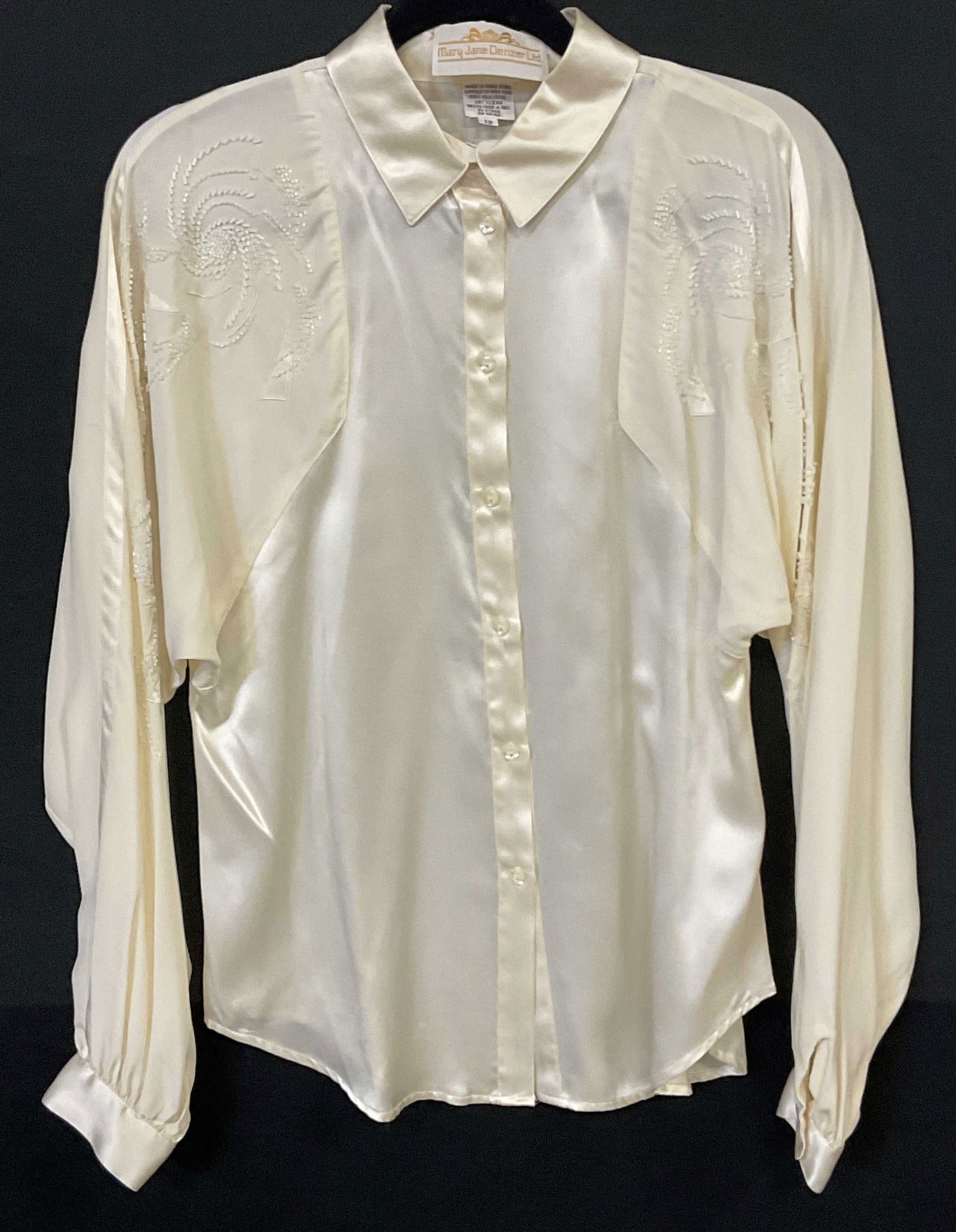 MARY JANE DENZER Silk Beaded Button Up Blouse HK (1 of 9)