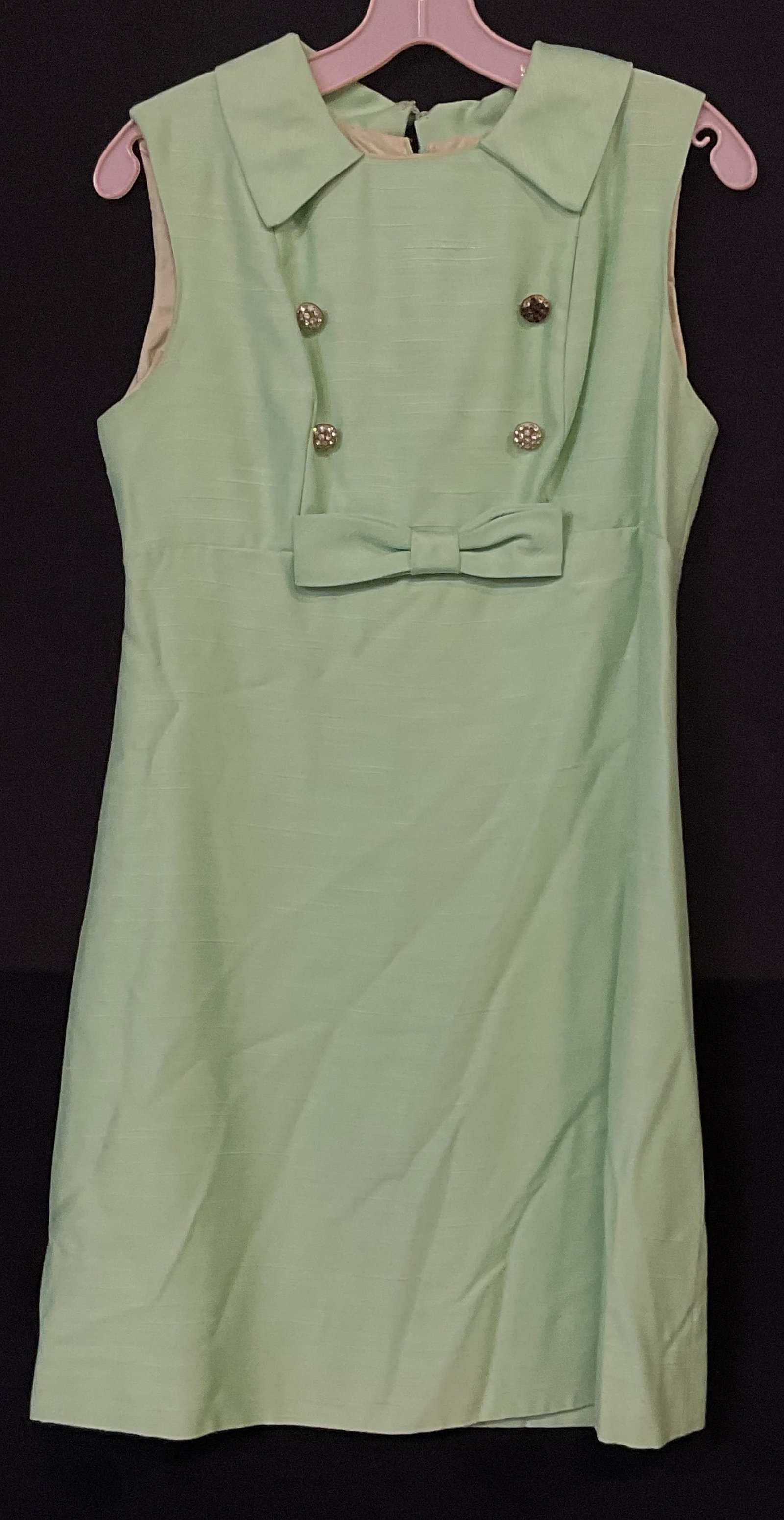 Vintage Handmade Green Dress W/ Bow Accent (1 of 6)