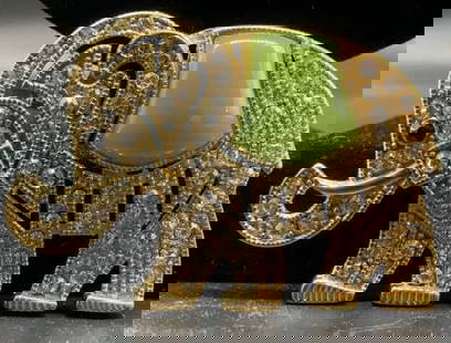 MONET crystal glass gold toned Elephant Brooch: Signed Monet elephant brooch, estate jewelry, fashion accessory, fashion jewelry, measures app 2.25 inches by 2 inches