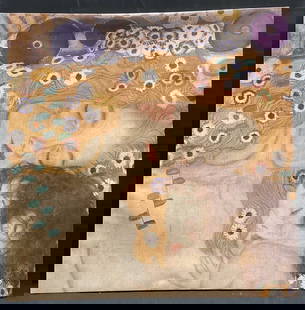 IKEA Klimt Repro Canvas Print: IKEA Pjatteryd canvas print. Reproduction of The Three Ages of Women by Gustav Klimt. Art nouveau symbolist mother and child. Copyright on verso. Measures approx 35.5 x 35.5 inches. Wear including buc