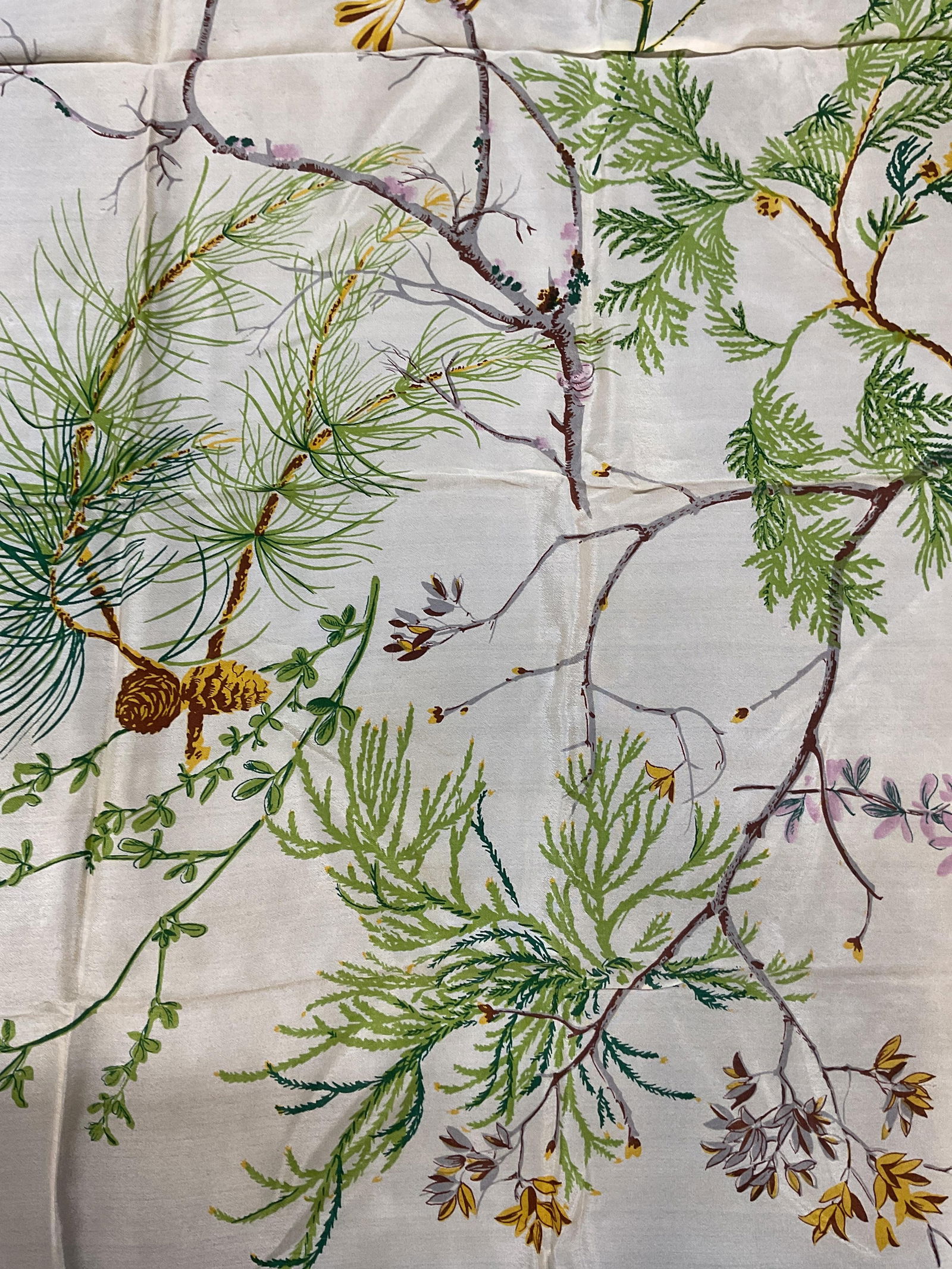 Vintage Green Botanical Pine Tree Silk Scarf (1 of 7)