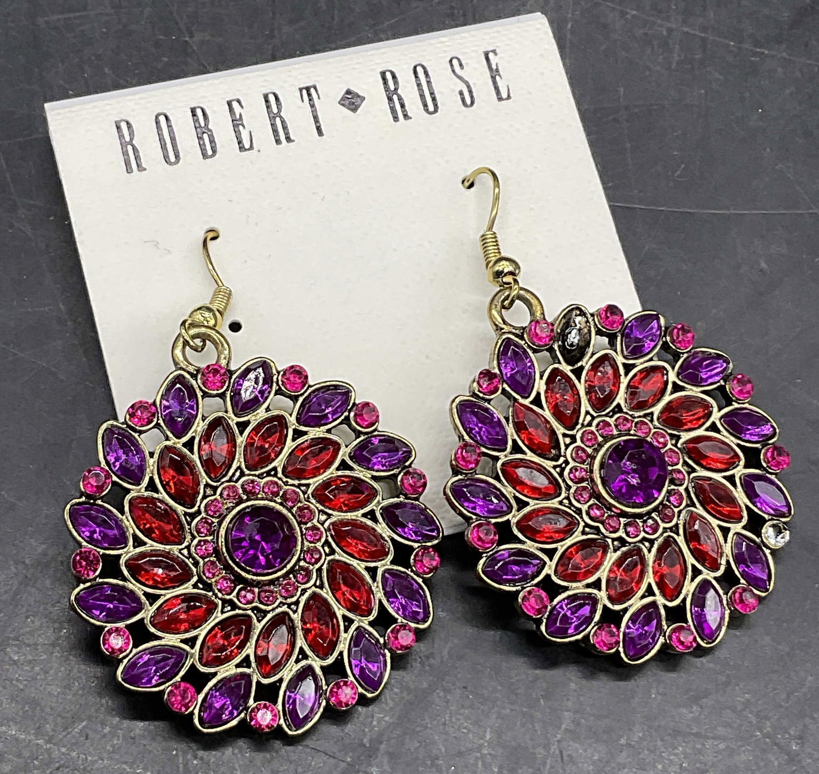ROBERT ROSE NWT Bejeweled Crystal Drop Earrings (1 of 8)