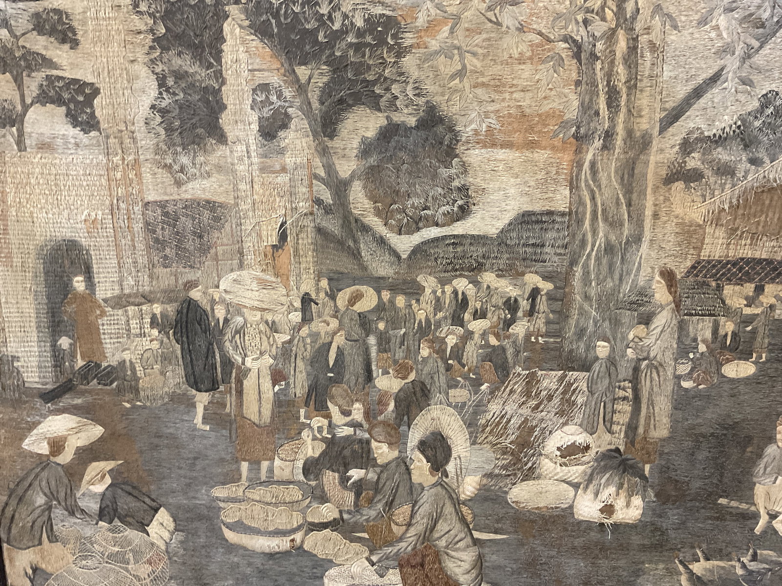 Asian Market Scene Embroidered Panel 5+Ft W (1 of 10)