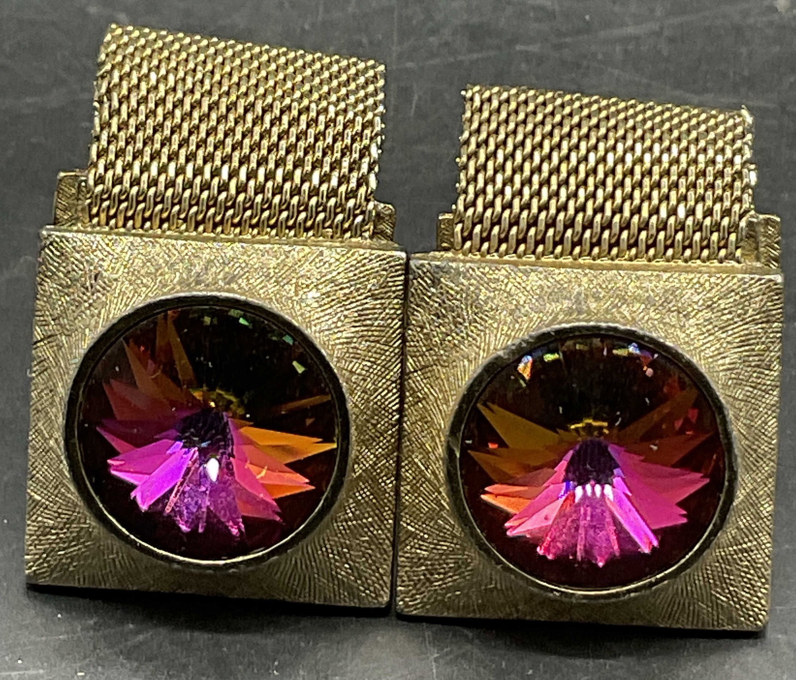 Pair DANTE Vintage Iridescent Crystal Cuff Links (1 of 8)