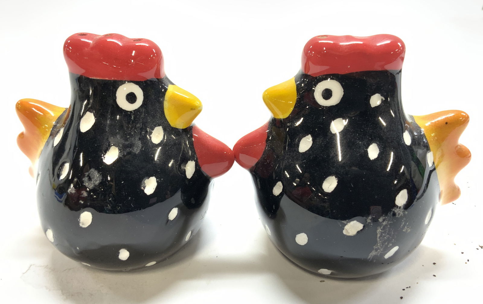 Pr Vtg Porc Rooster Figural Salt & Pepper Shakers (1 of 6)