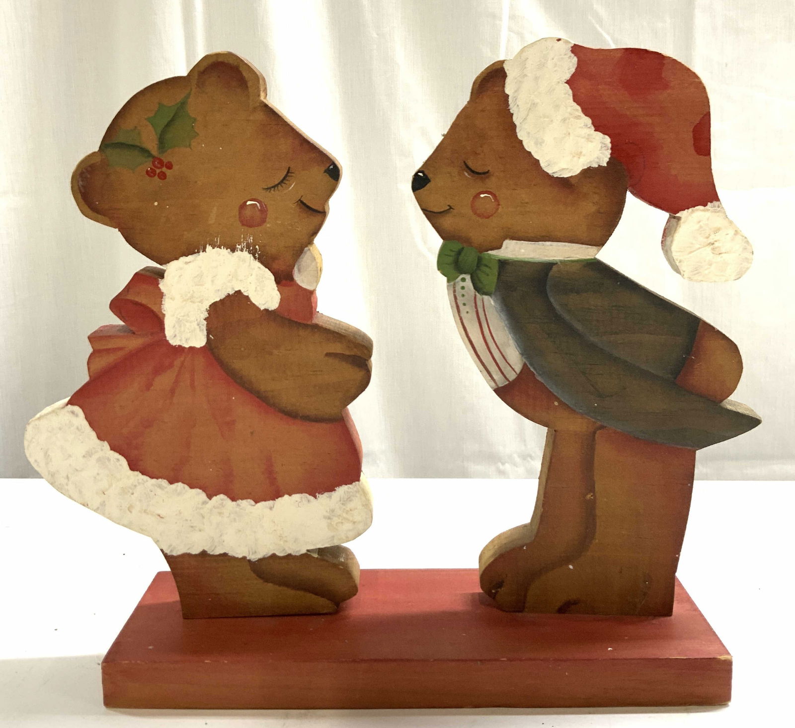 Hand Painted Carved Wood Christmas Bear Figures (1 of 7)