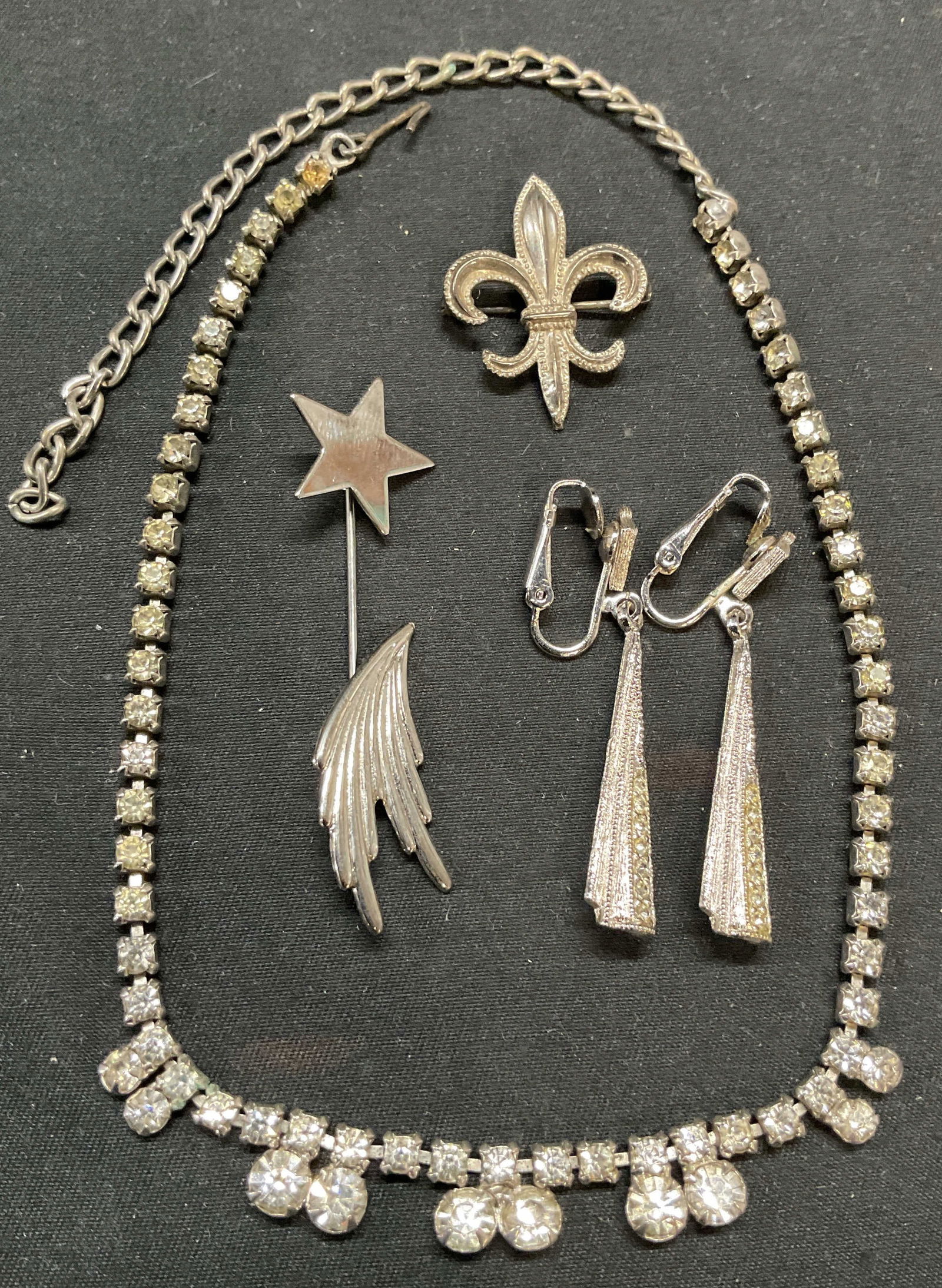 Lot 4 Silver Tone Crystal Necklace, Earrings + (1 of 8)