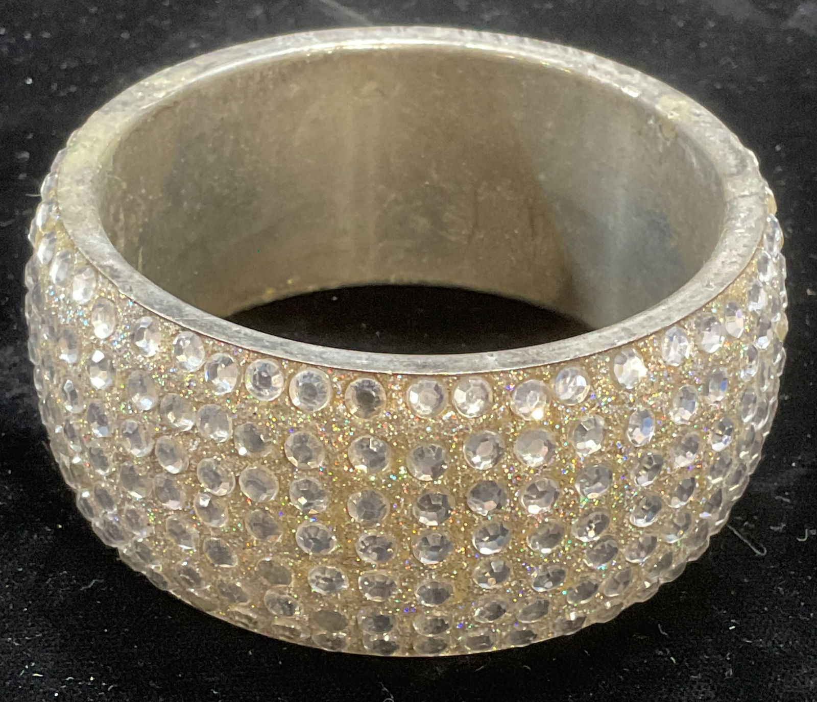 Silver Tone Crystal Glitter Chunky Bangle Bracelet (1 of 6)