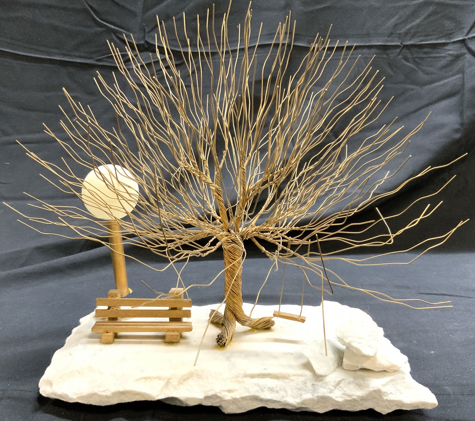 SANDERS Vtg Wire Tree Sculp w Stone Base C1990s (1 of 8)