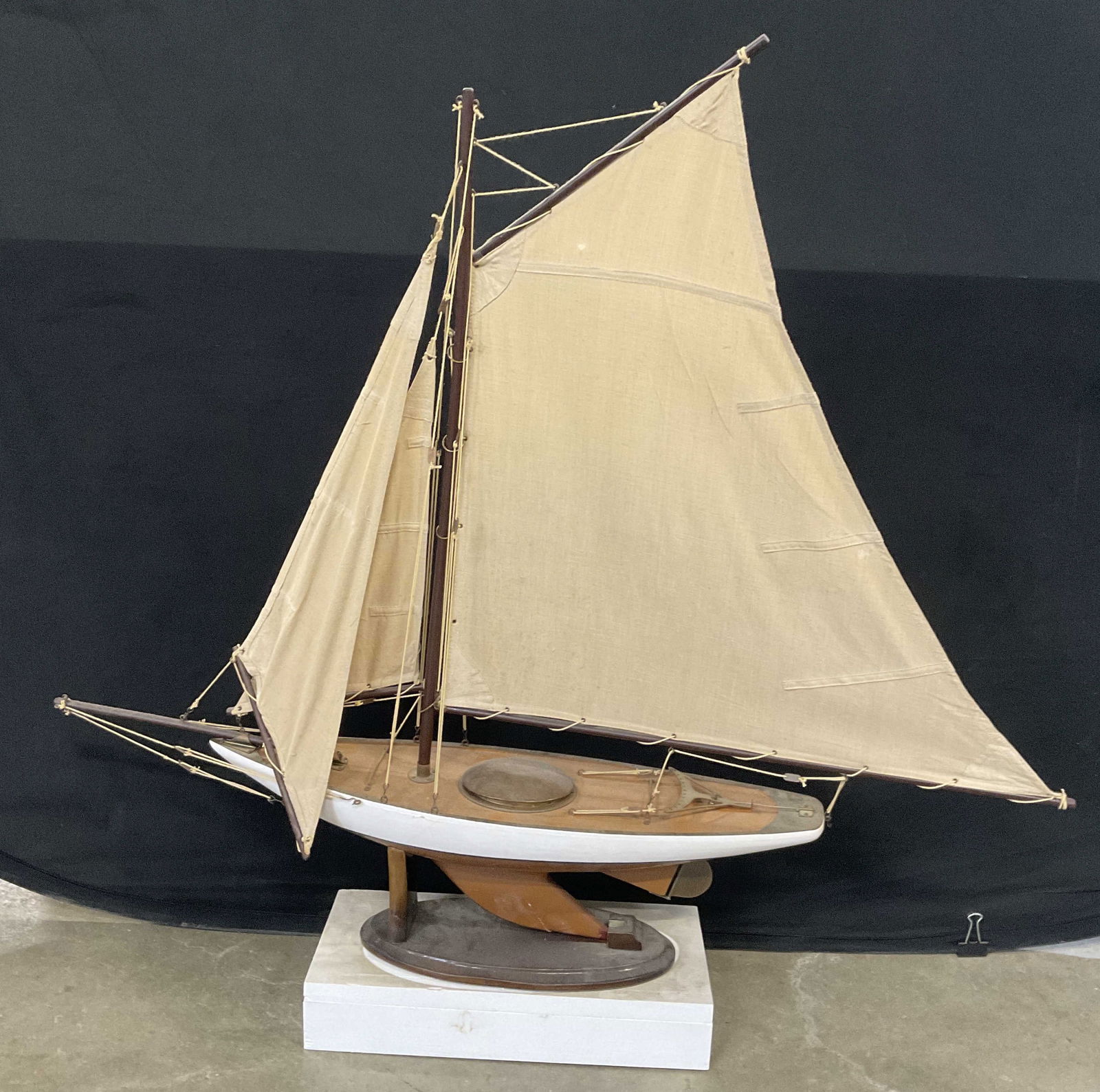 Vintage Nautical Model Sail Ship W/ Stand, 36in ht (1 of 9)