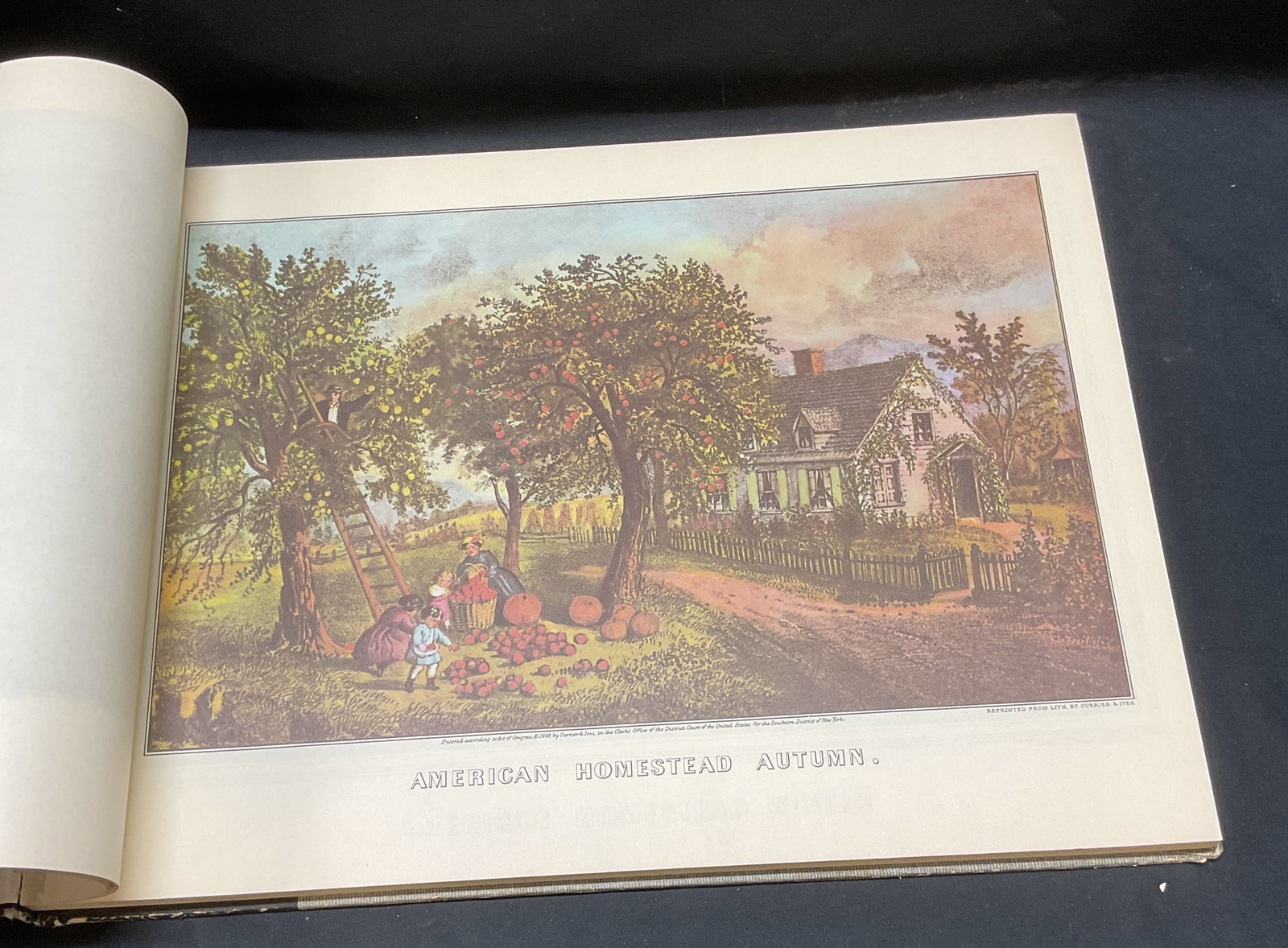 1952 Currier & Ives 19th Cen Scene Book Illustr: Hardcover copy of Currier & Ives, A Panorama of the mid Nineteenth century Scene. 80 prints in full color. Edited by Colin Simkin. Published by Bonanza Books, 1952. Measures approx 11.75 x 16 inches. 