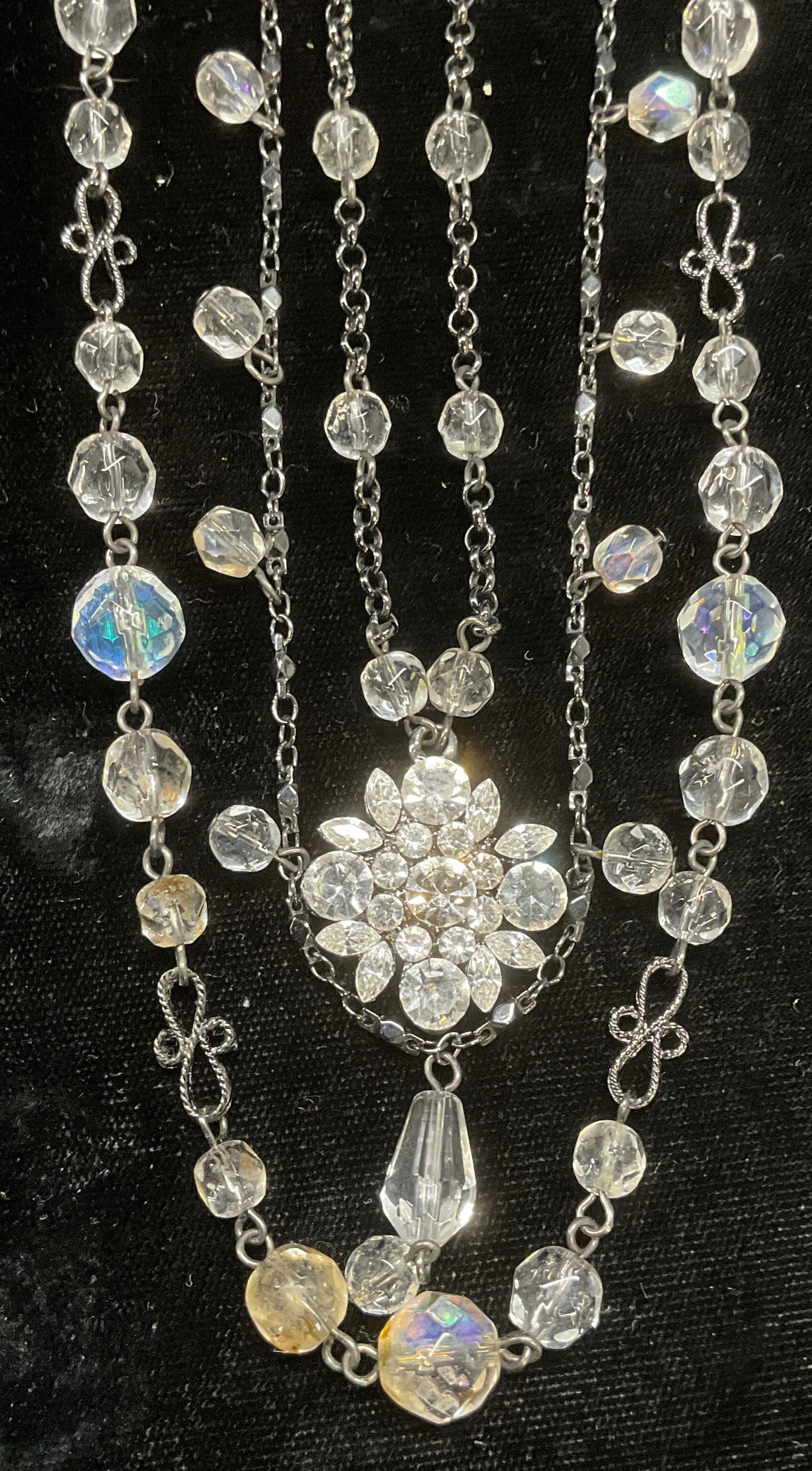 Silver Tone Crystal Beaded Pendant Necklace (1 of 6)