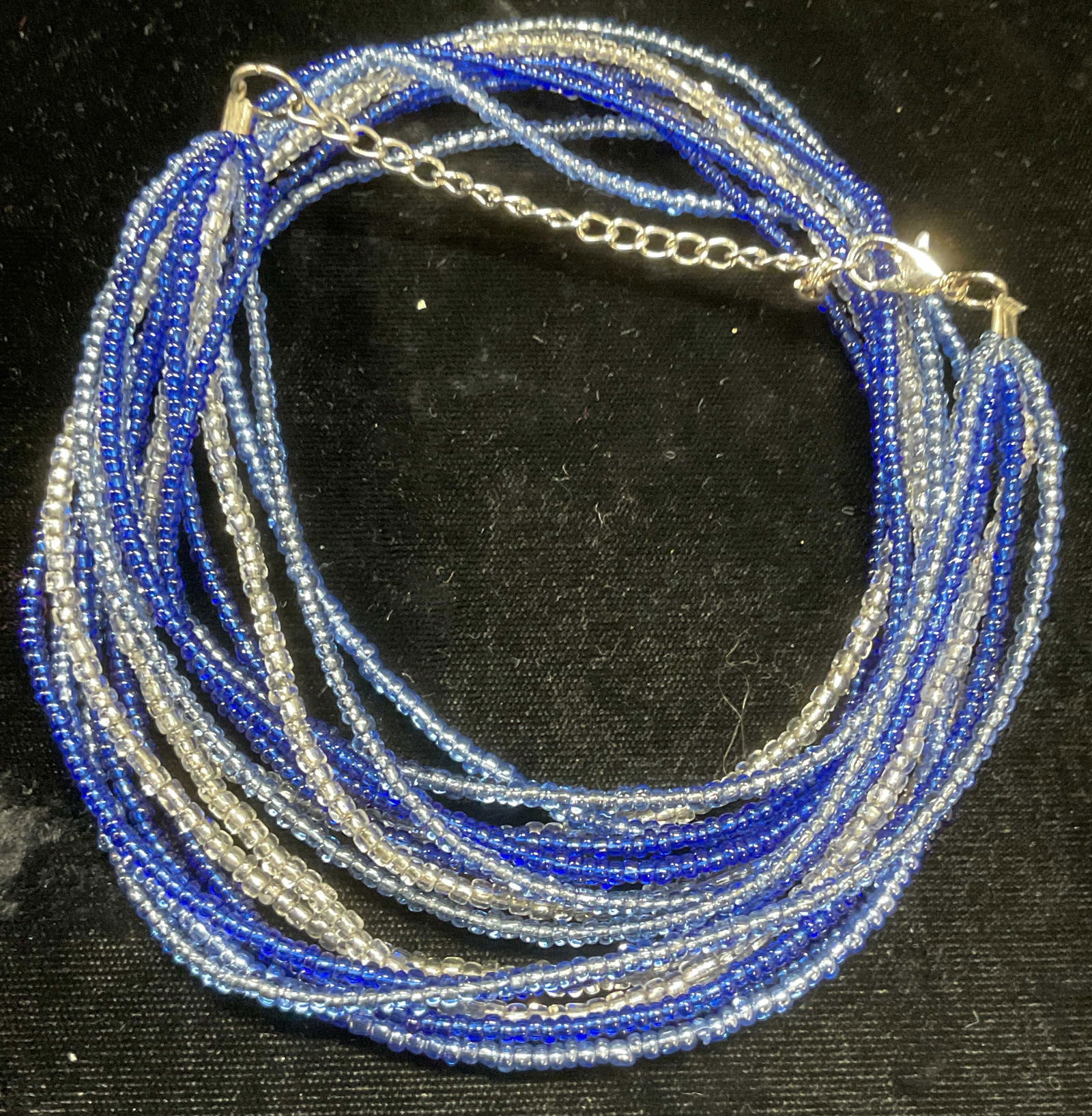 Multi Strand Blue Seed Beaded Necklace (1 of 6)