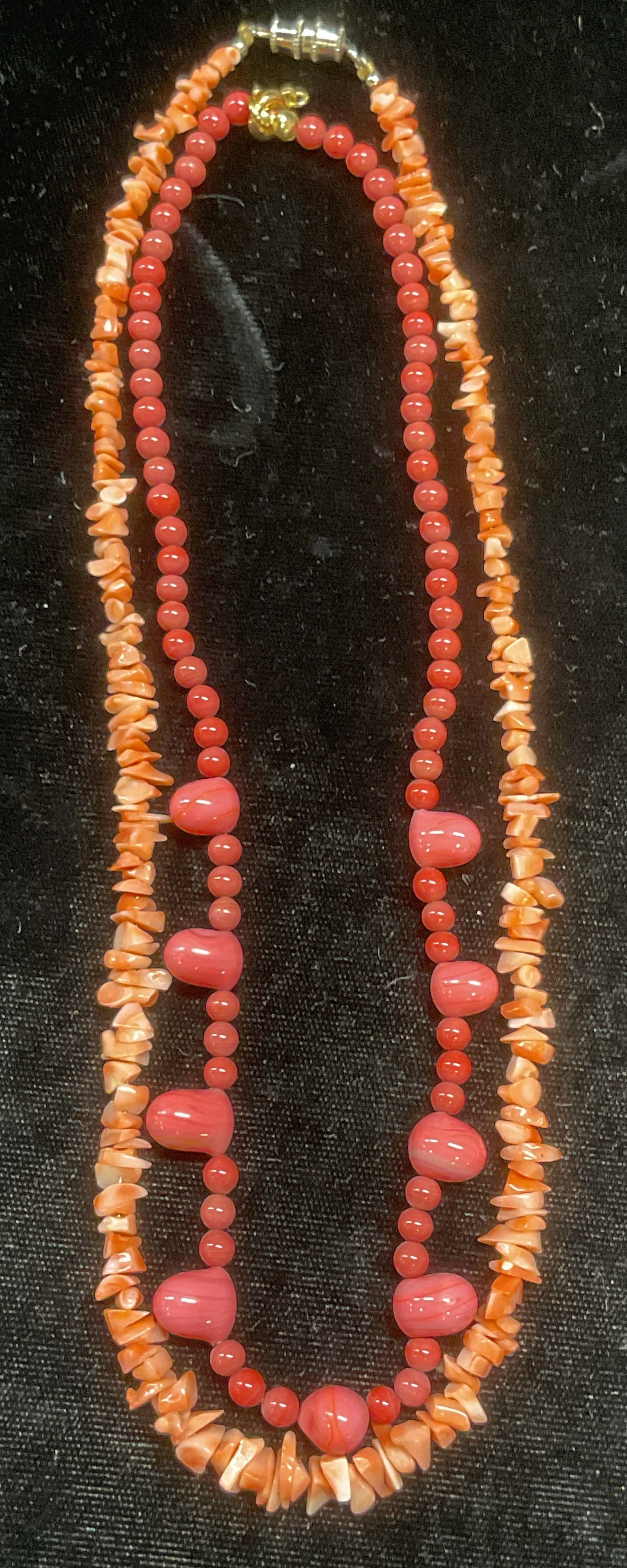 Lot 2 Vintage Coral Chip Beaded Necklace + (1 of 6)