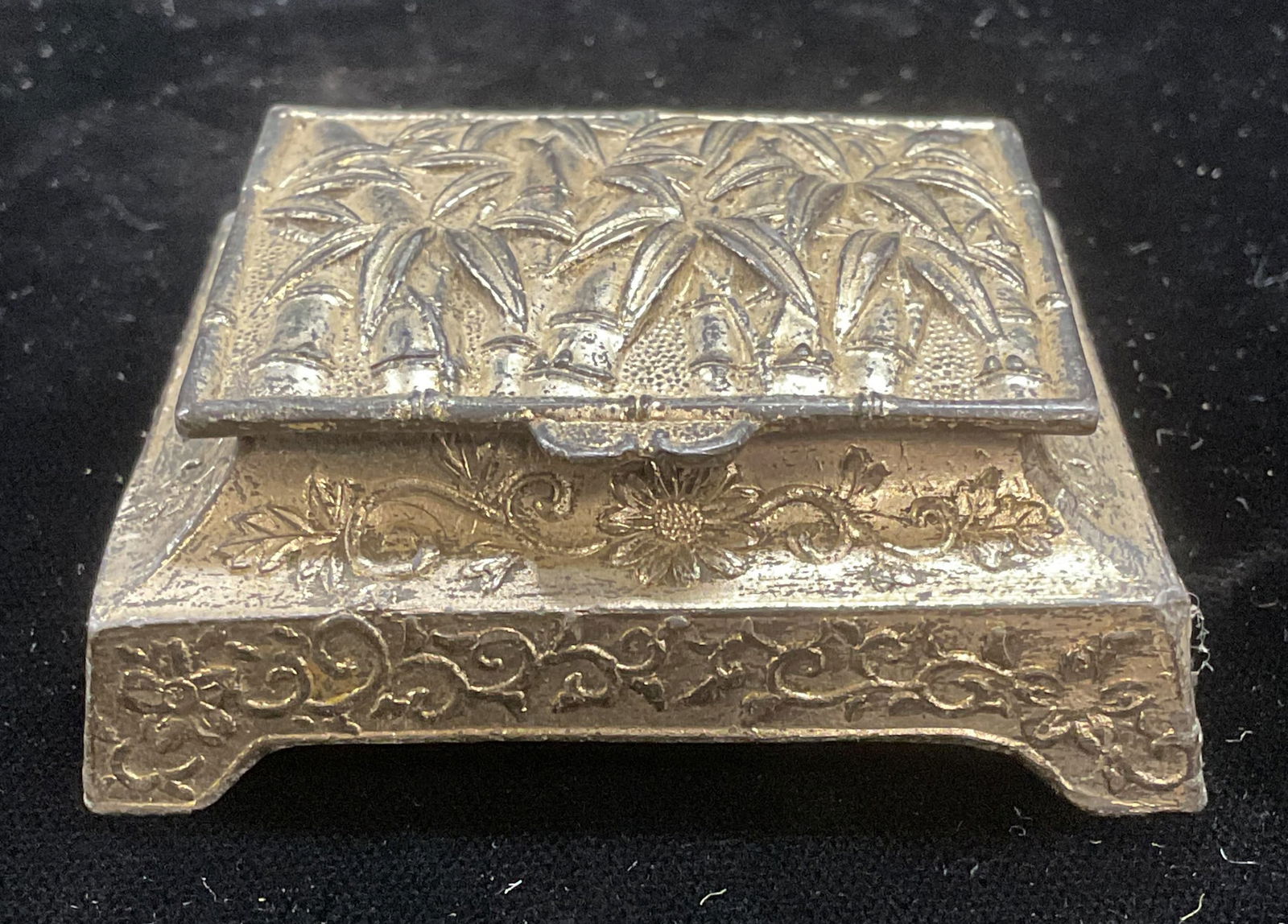 Vintage Silver Pl Bamboo Motif Trinket Box (1 of 8)