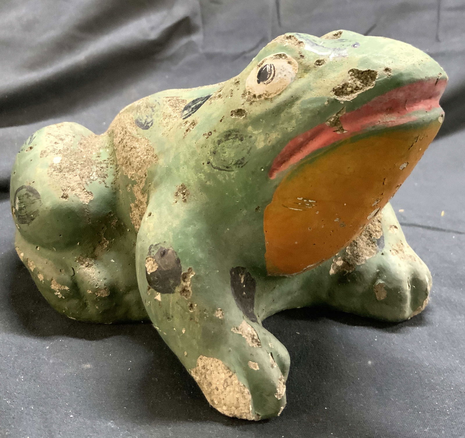 Vintage Hand Painted Cement Frog Statuary (1 of 8)