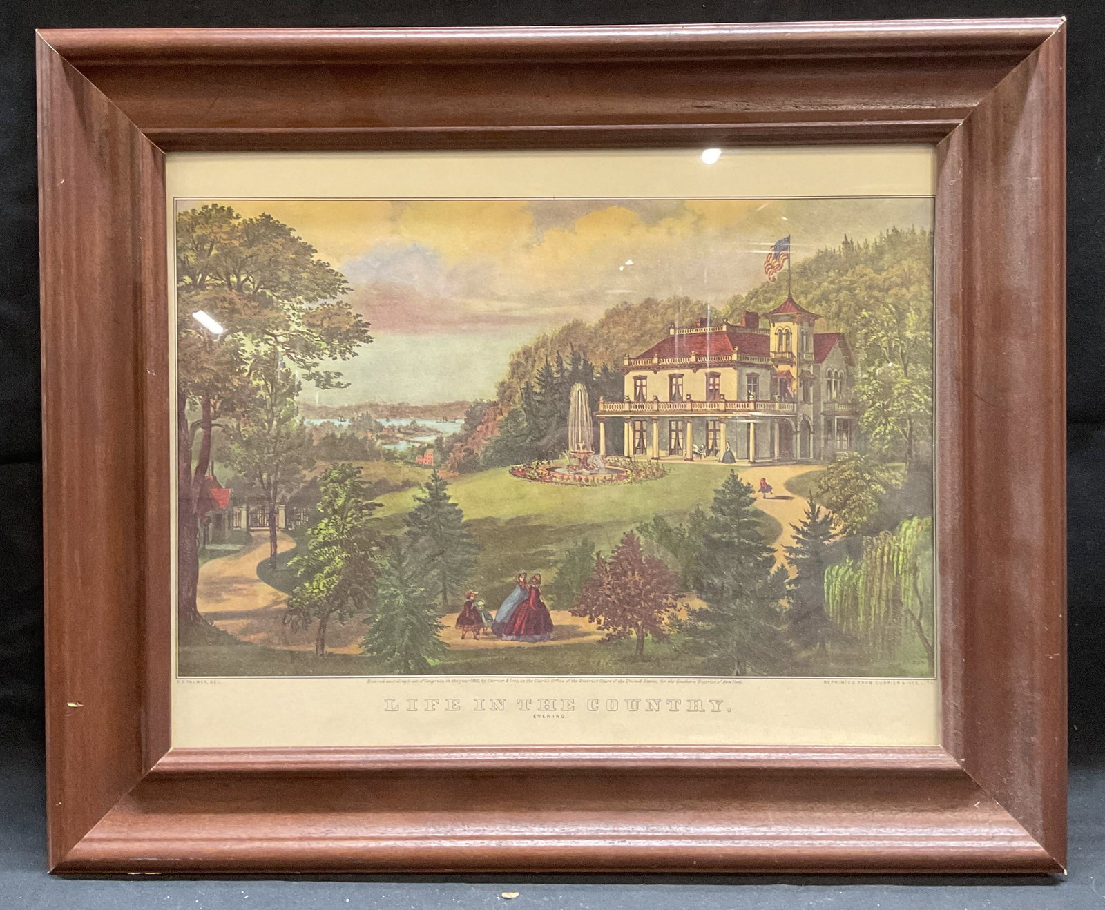 Framed Currier & Ives Life in the Country Litho (1 of 7)