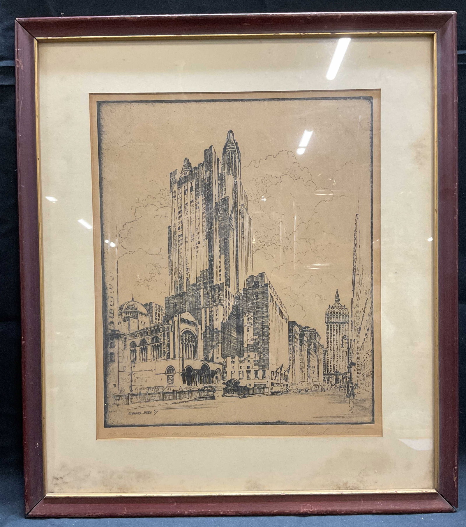 Signed Alexander Stern Waldorf Astoria Etching (1 of 7)