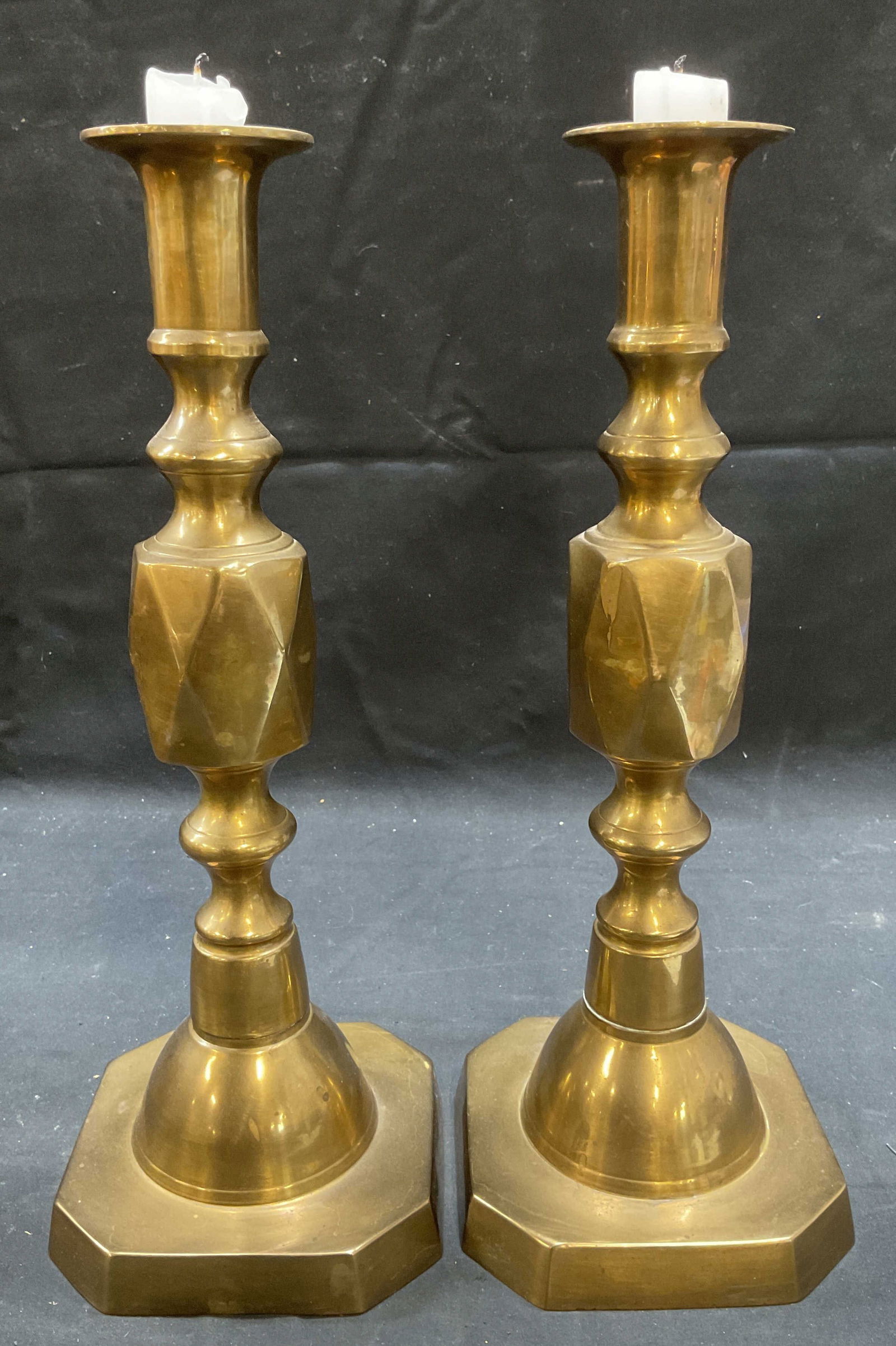 Pair Vintage Brass Candlesticks, 12 Inches Tall (1 of 6)