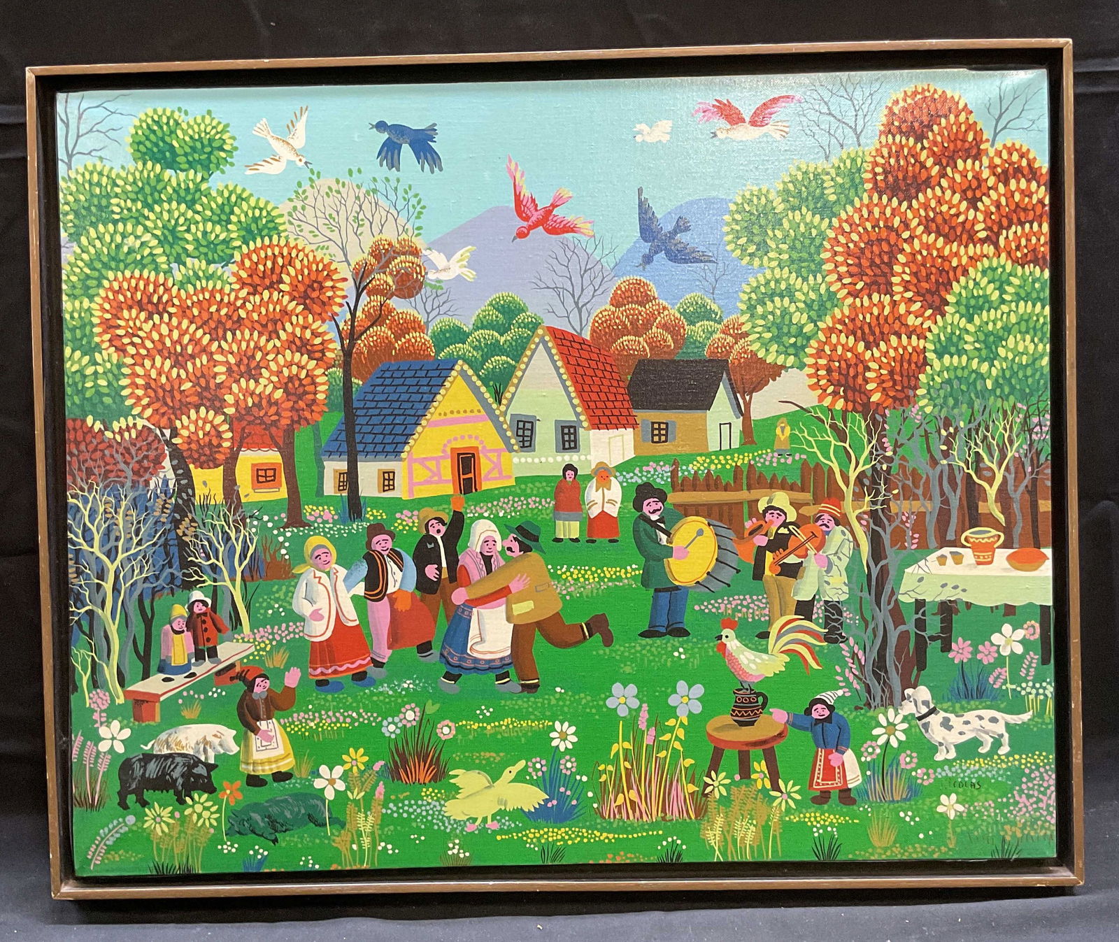 Framed After Janet Dubois Village Folk Scene Print (1 of 7)