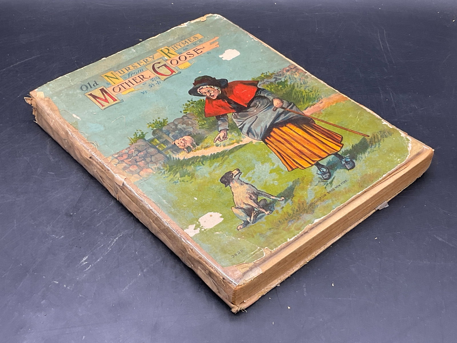 Old Nursery Rhymes From Mother Goose Ilstr Book: Antique, possibly vintage, Old Nursery Rhymes From Mother Goose illustrated book. Measures approx. 10.25L x 8.25W in. Not attached to binding. Losses, missing pages, repair, separation, discoloration,