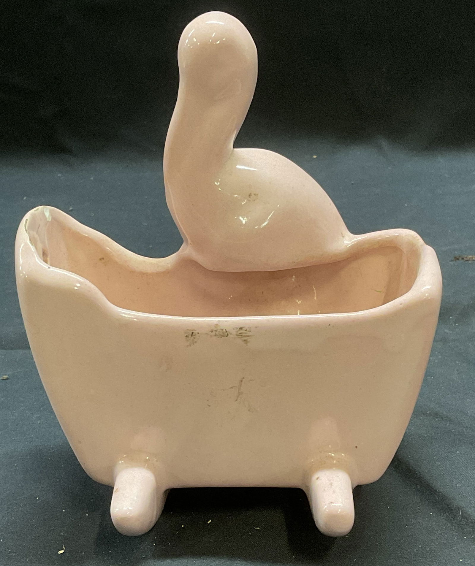 Vintage Stork & Cradle Pink Ceramic Planter (1 of 6)