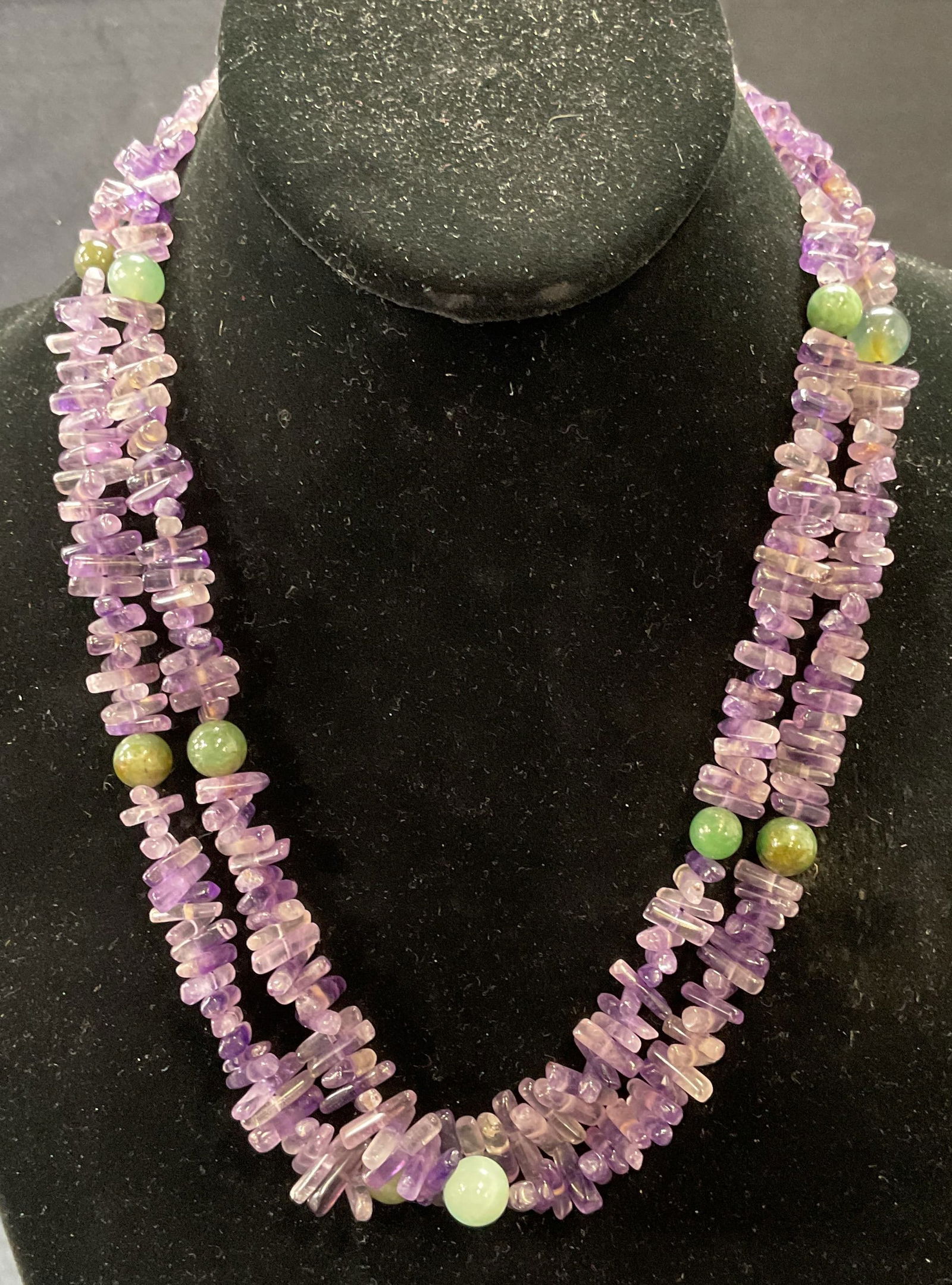Vintage Amethyst & Jade Beaded Necklace (1 of 7)