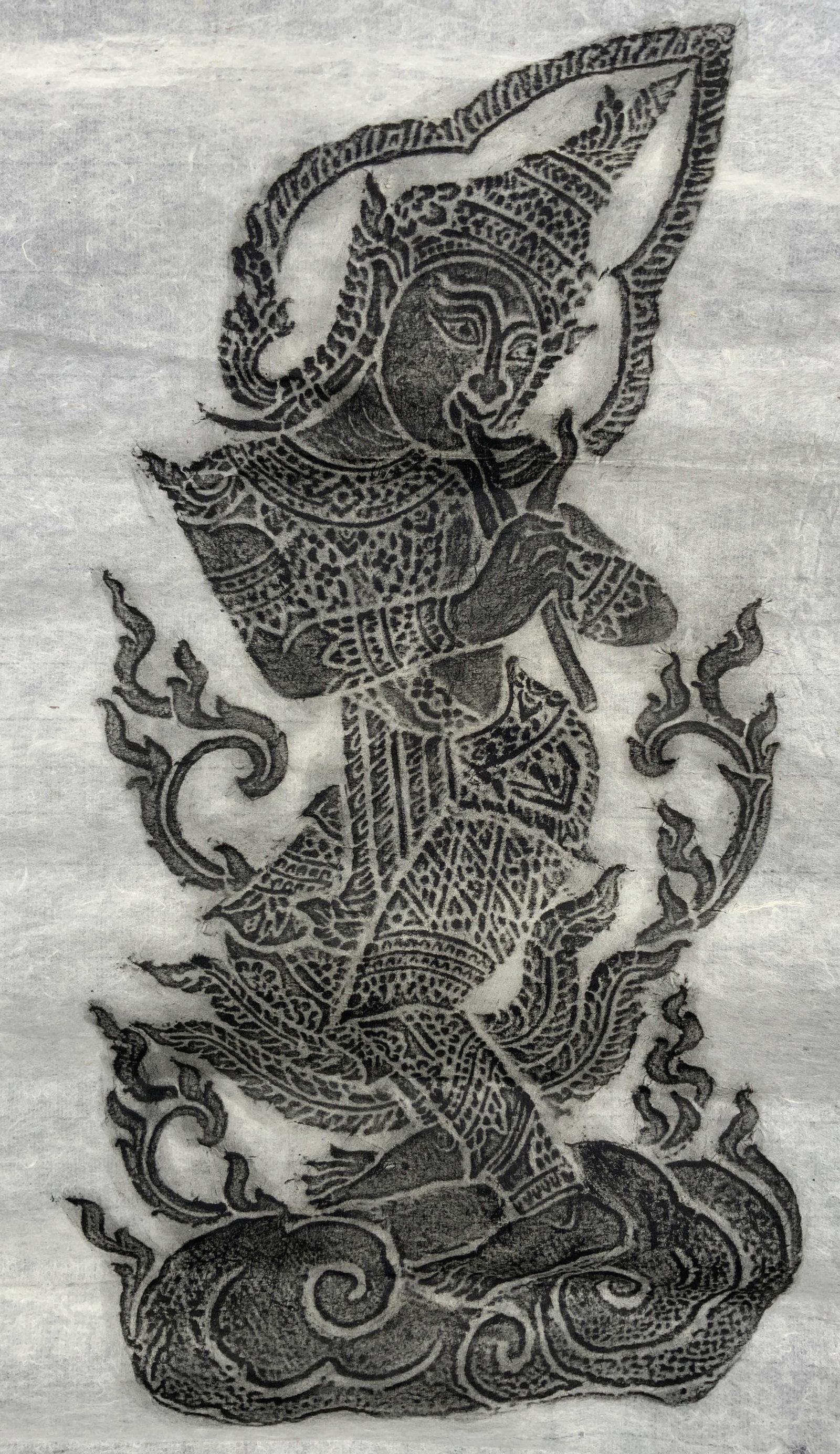 Thai Charcoal Temple Rubbing on Paper (1 of 10)