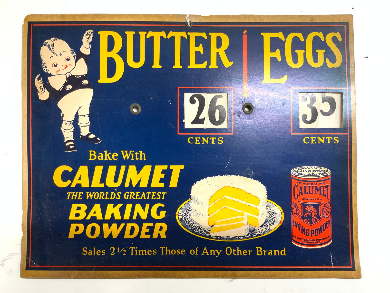 CALUMET Vntg Baking Powder Butter & Eggs Sign (1 of 8)