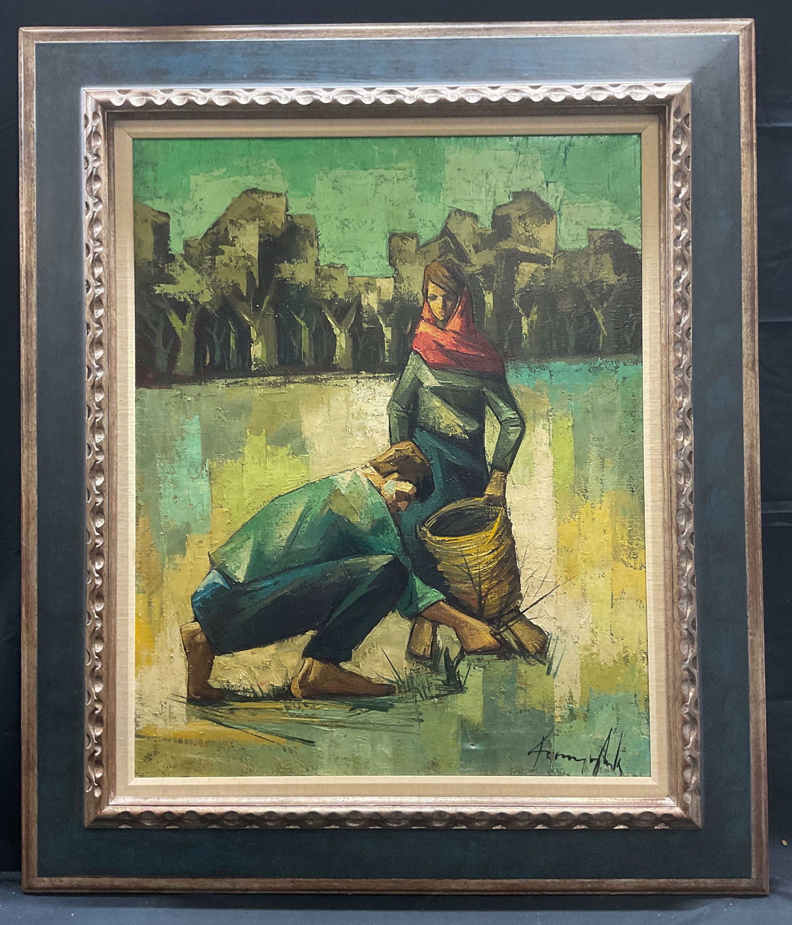 Framed Signed Abstract Figural Oil Painting (1 of 6)
