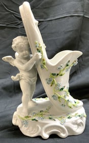 VON SCHIERHOLZ Atq Prc Cherub Carrying Slipper Vase