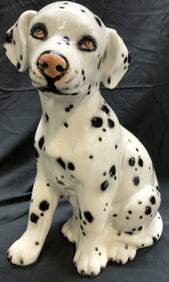 Vtg Hand Painted Porc Dalmatian Dog Statuary ITALY