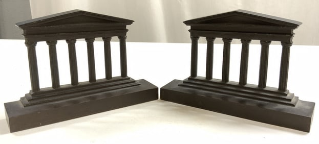 Antq Pr Bradley&Hubbard Bronzed Bookends Grk Clmns