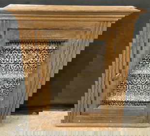 Vintage Wooden Mesh Door Wall Curio Shelf