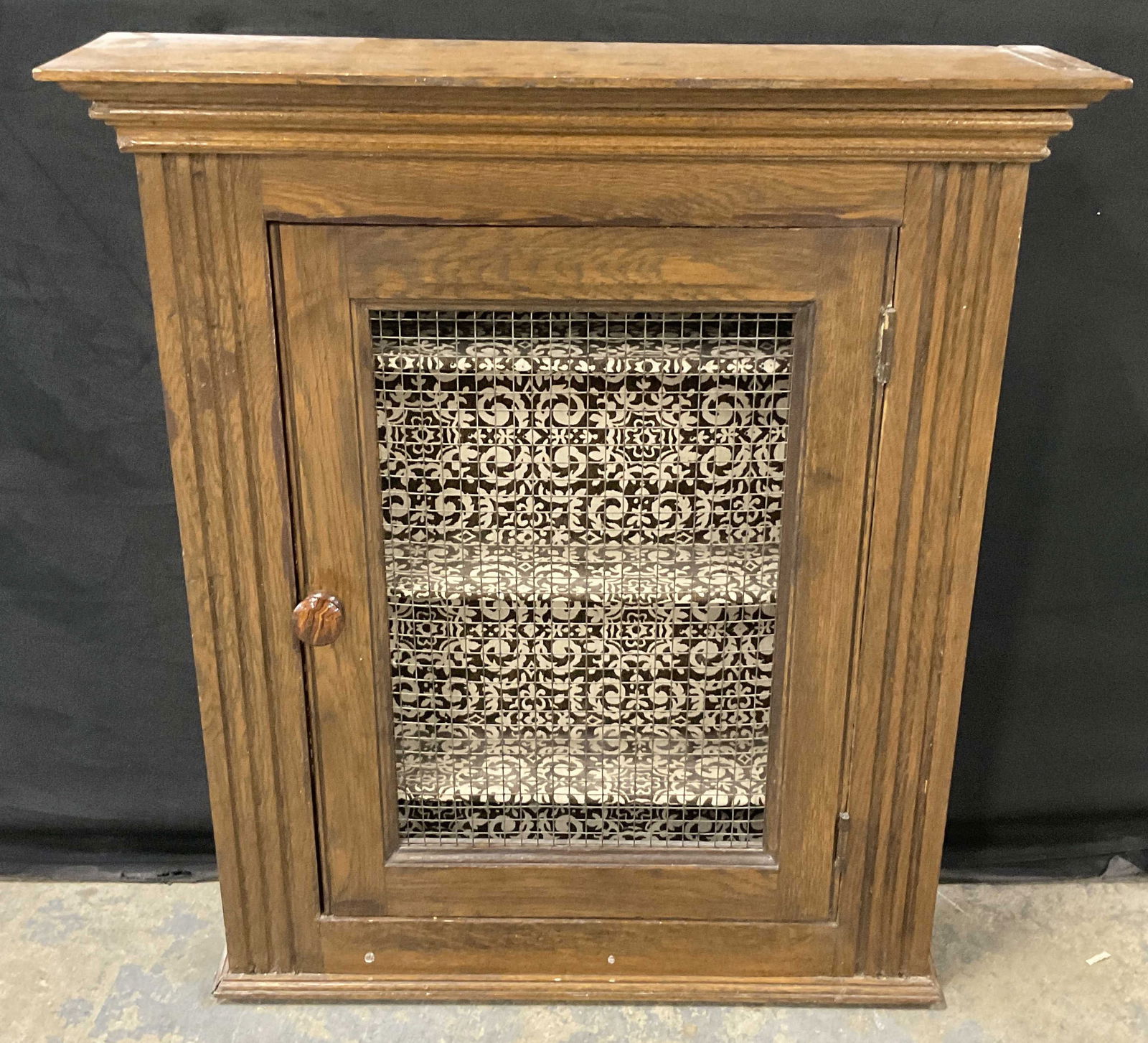 Vintage Wooden Mesh Door Wall Curio Shelf (1 of 8)