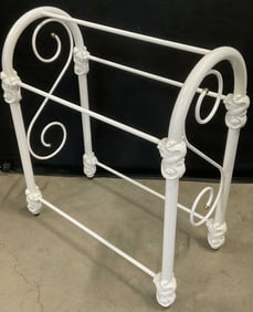 Vintage White Iron Scroll Motif Quilt Rack