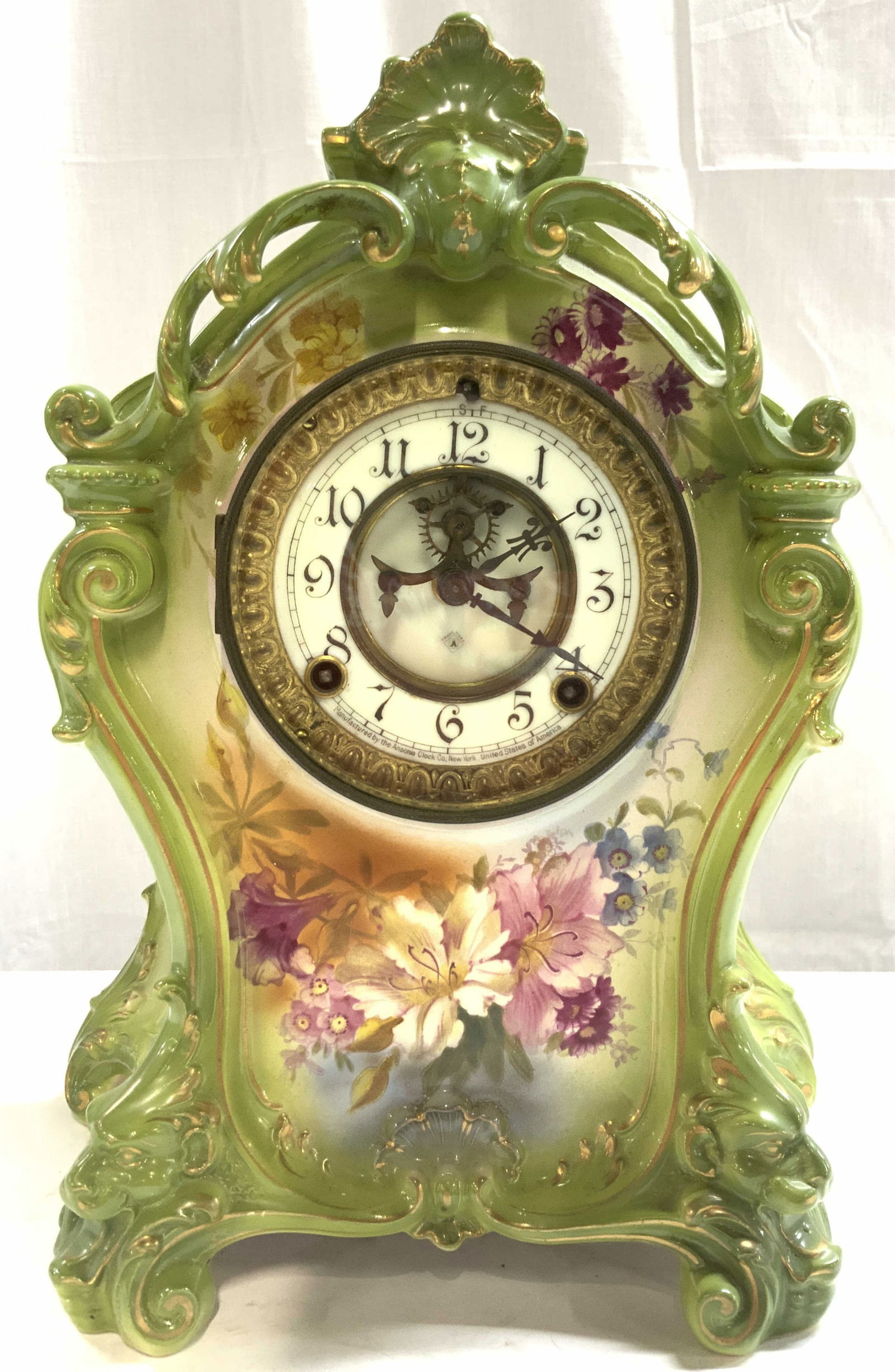 ANSONIA ROYAL BONN GERMANY Porcelain Mantel Clock (1 of 10)