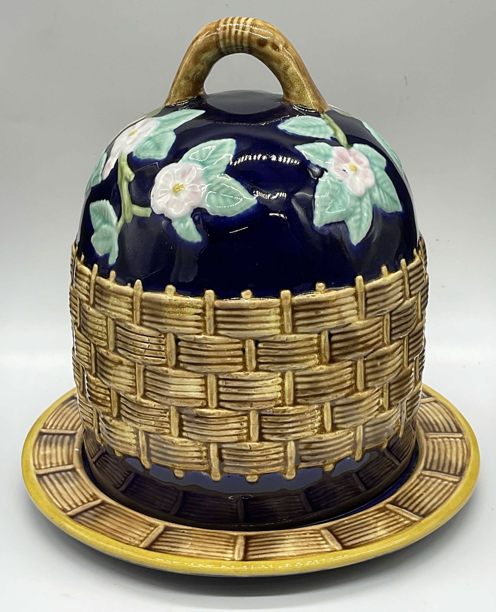 JJ Trademarked Ceramic Floral Majolica Lidded Dish (1 of 10)