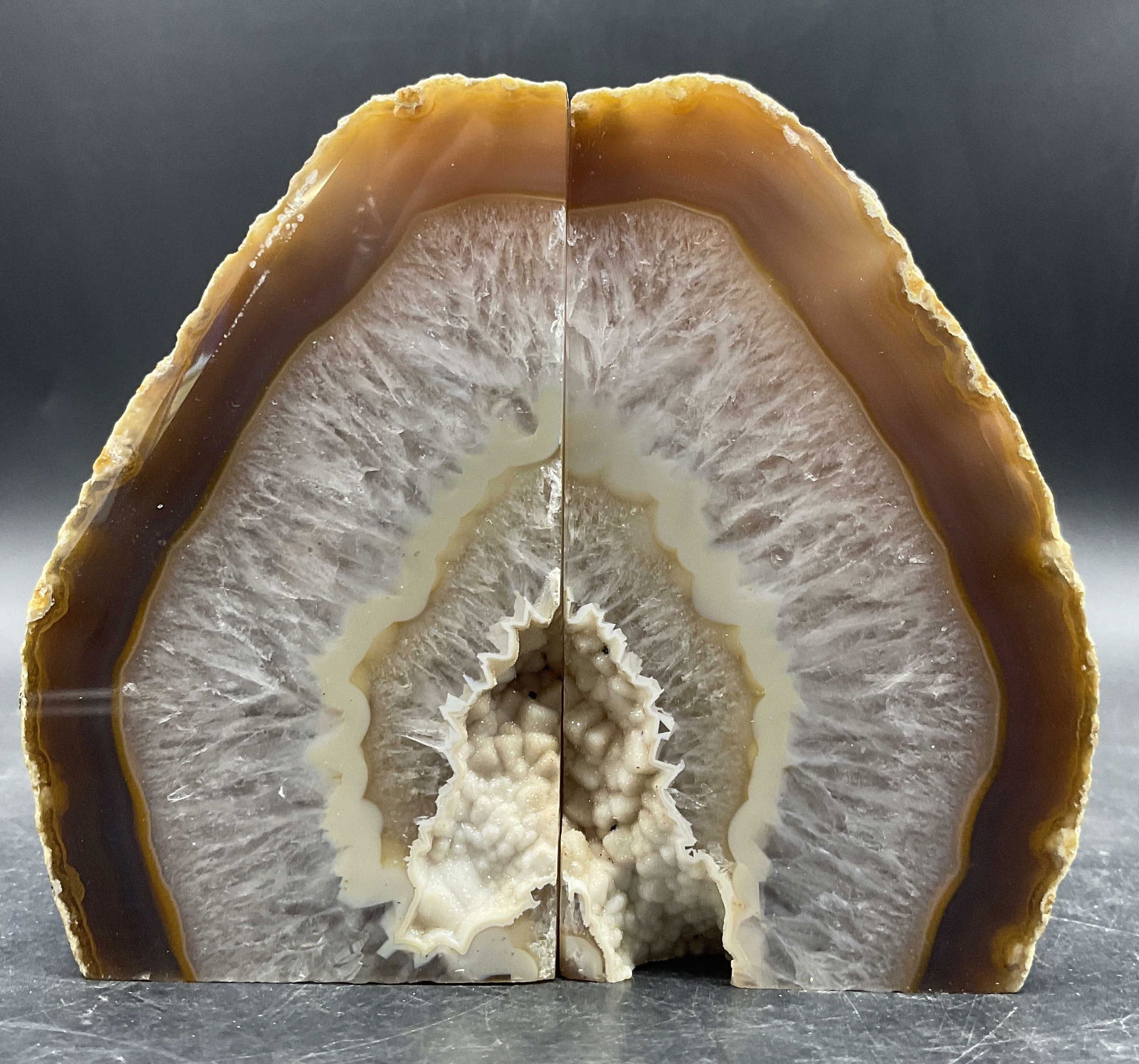 Pair Polished & Raw Crystal Geode Bookends (1 of 8)