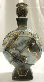 JIM BEAM WORLD FAIR Vntg Crmc Decanter W Stpr 1964
