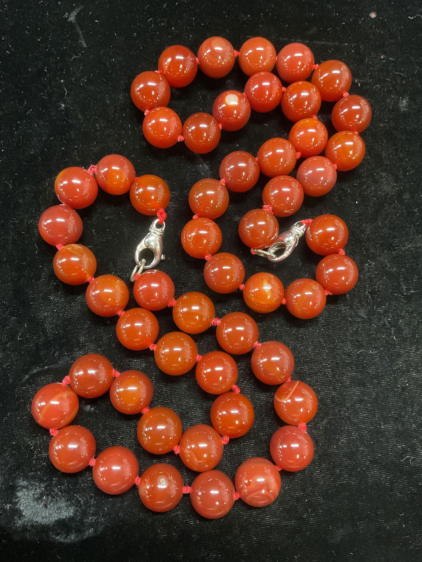 Pair Heavy Carnelian Beaded Necklaces (1 of 6)