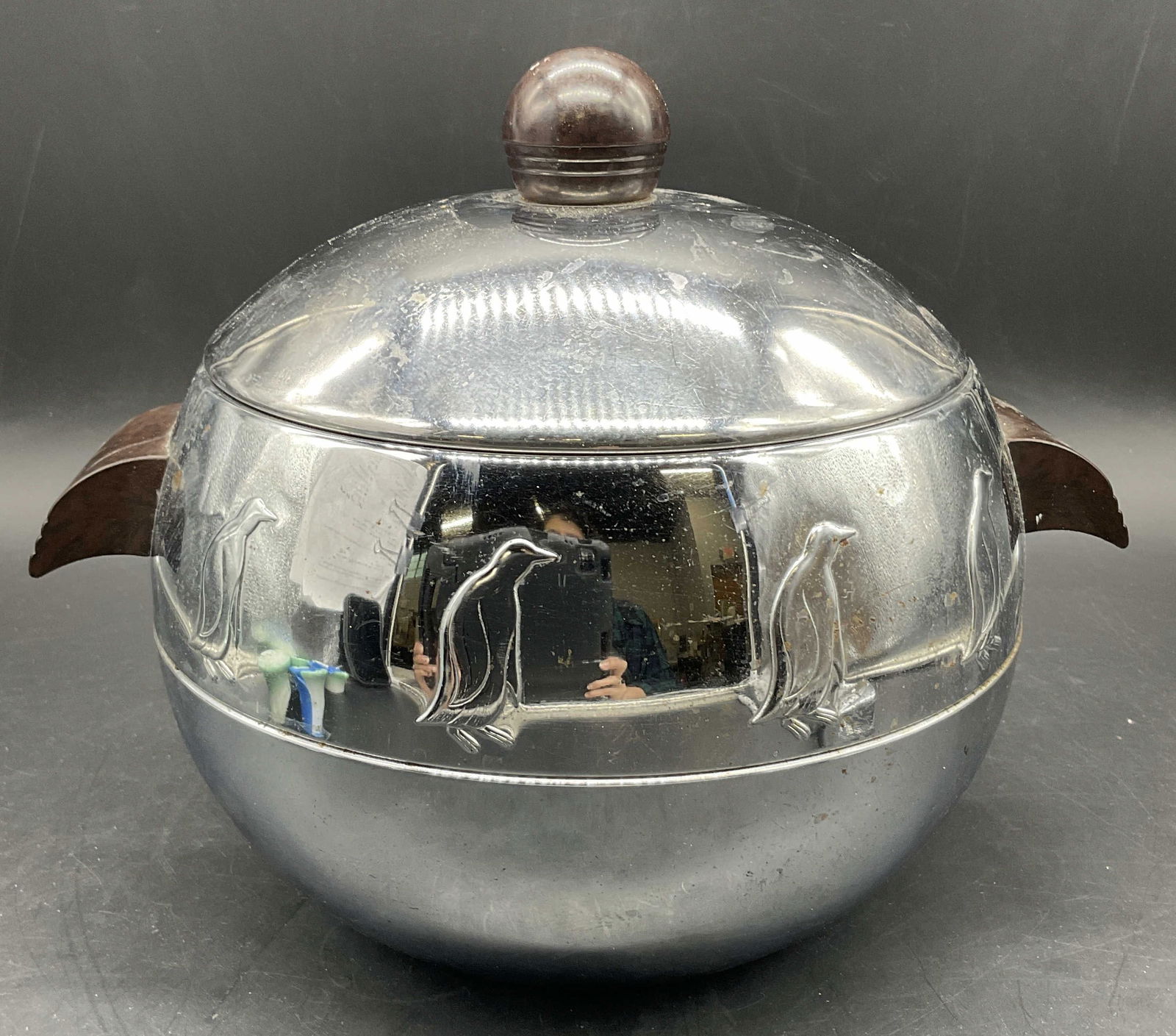 Vintage West Bend Chrome Penguin Ice Bucker, Lid (1 of 9)