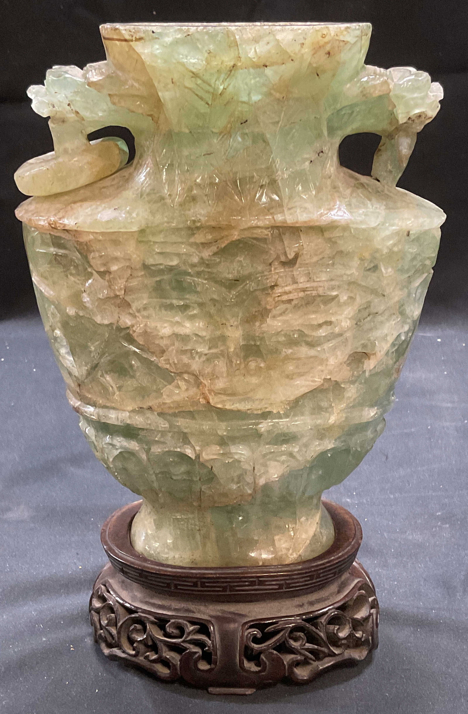 Vtg Chinese Carved Jade Censer Urn Vase (1 of 8)