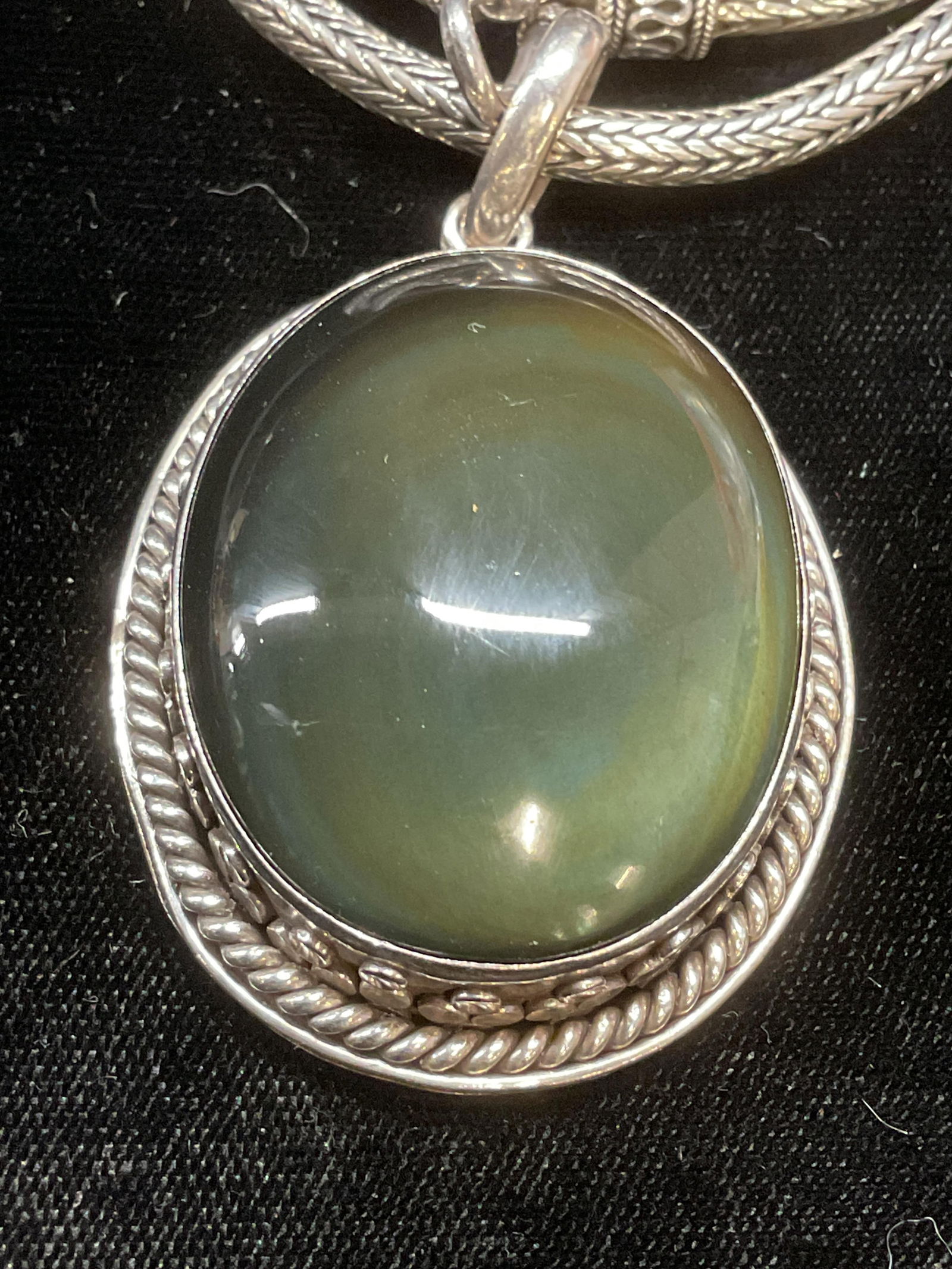 Vtg Sterling Silver Labradorite Pendant Necklace (1 of 8)